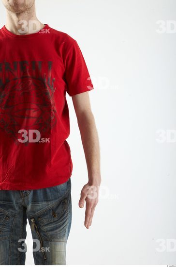 Arm Whole Body Man Animation references Casual Shirt T shirt Slim Studio photo references