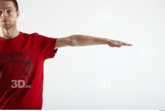 Arm Whole Body Man Animation references Casual Shirt T shirt Slim Studio photo references