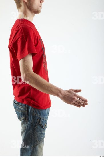 Arm Whole Body Man Animation references Casual Shirt T shirt Slim Studio photo references