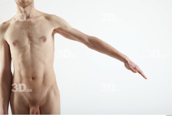 Arm Whole Body Man Animation references Nude Slim Studio photo references