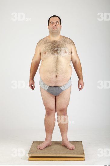 Whole Body Man Hairy Casual Underwear Pants Overweight Studio photo references