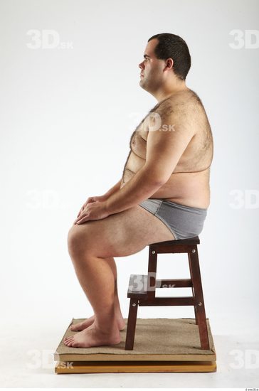 Whole Body Man Artistic poses White Hairy Underwear Pants Overweight