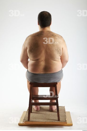 Whole Body Man Artistic poses White Hairy Underwear Pants Overweight