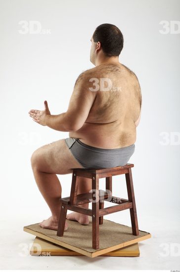 Whole Body Man Artistic poses White Hairy Underwear Pants Overweight