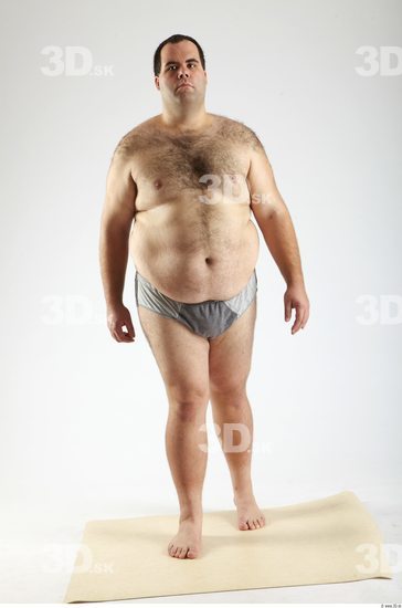 Whole Body Man Animation references White Hairy Underwear Pants Overweight