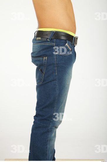 Thigh Whole Body Man Casual Jeans Athletic Studio photo references