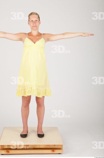 Whole Body Woman T poses Casual Dress Pregnant Studio photo references