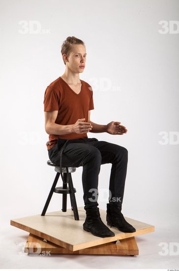 Whole Body Man White Casual Slim Studio photo references