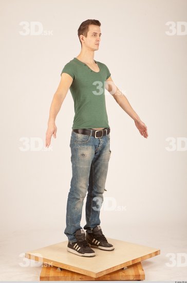 Whole Body Man White Casual Athletic Male Studio Poses