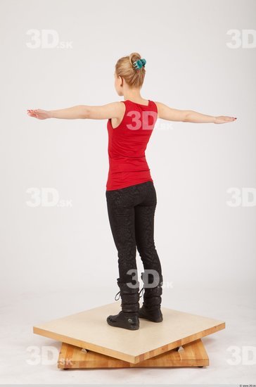 Whole Body Woman White Casual Slim Female Studio Poses