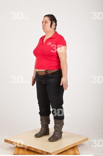 Whole Body Woman White Casual Overweight Wrinkles Female Studio Poses