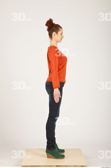 Whole Body Woman White Casual Slim Female Studio Poses