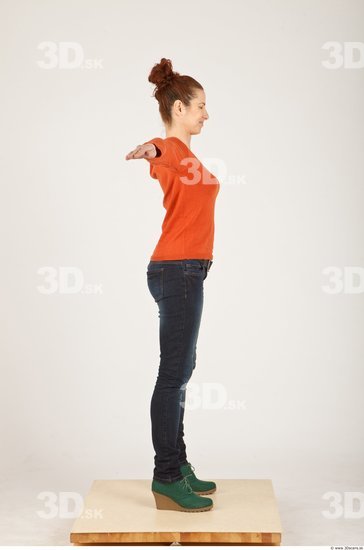 Whole Body Woman White Casual Slim Female Studio Poses