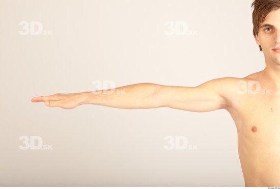 Arm Whole Body Man Nude Casual Slim Studio photo references