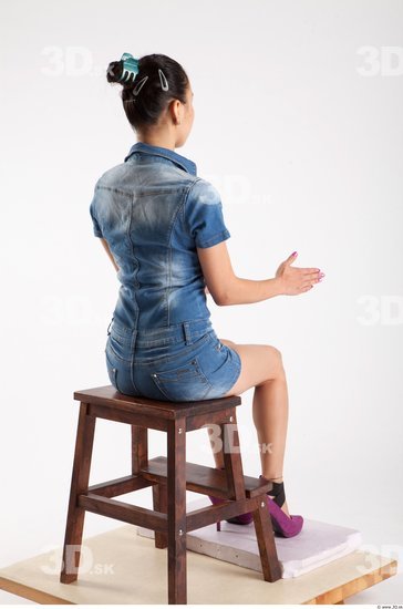 Whole Body Woman Asian Casual Jeans Slim Studio photo references
