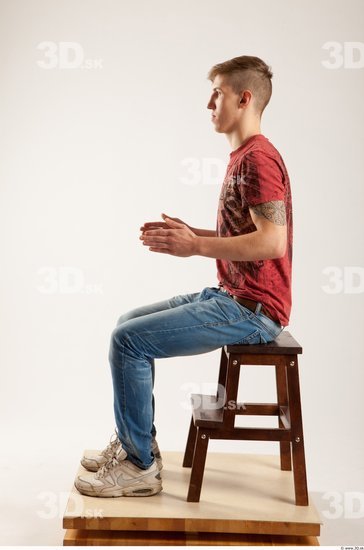 Whole Body Man Artistic poses White Casual Slim