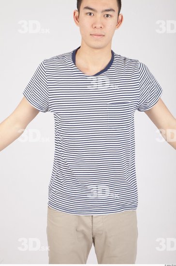 Upper Body Whole Body Man Asian Casual Shirt T shirt Slim Studio photo references