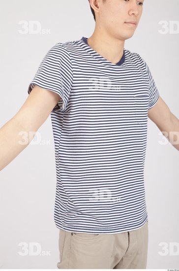 Upper Body Whole Body Man Asian Casual Shirt T shirt Slim Studio photo references