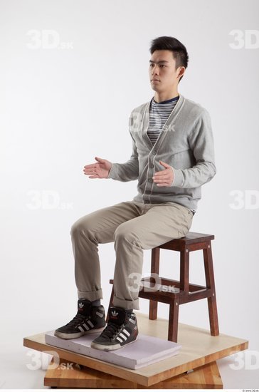 Whole Body Man Artistic poses Asian Casual Slim Studio photo references