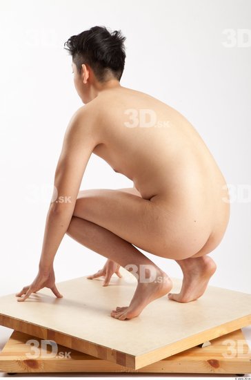 Whole Body Man Animation references Asian Nude Casual Slim Kneeling Studio photo references