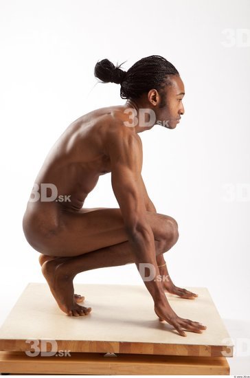 Whole Body Man Animation references Black Nude Casual Athletic Studio photo references