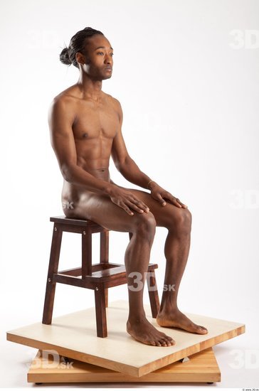 Whole Body Man Artistic poses Animation references Black Nude Casual Athletic Studio photo references