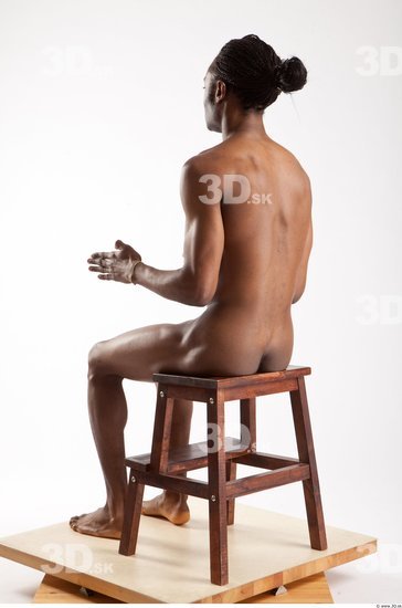 Whole Body Man Artistic poses Animation references Black Nude Casual Athletic Studio photo references