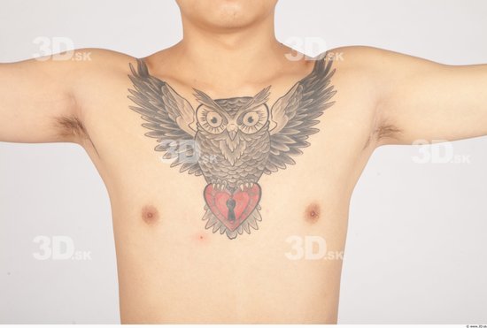 Chest Asian Tattoo Nude Slim Studio photo references