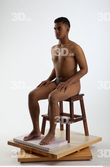 Whole Body Man Artistic poses Animation references Black Nude Formal Slim Studio photo references