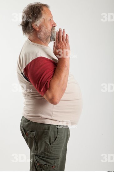 Arm Man Animation references White Casual T shirt Overweight Bearded