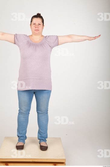 Whole Body Woman T poses Casual Chubby Studio photo references