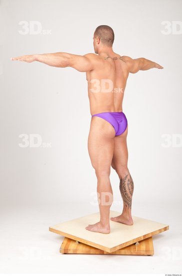 Whole Body Man White Underwear Muscular Studio photo references