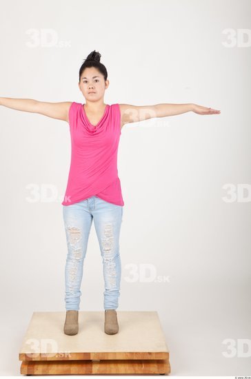 Whole Body Woman T poses Asian Casual Slim Studio photo references