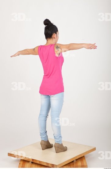 Whole Body Woman T poses Asian Casual Slim Studio photo references