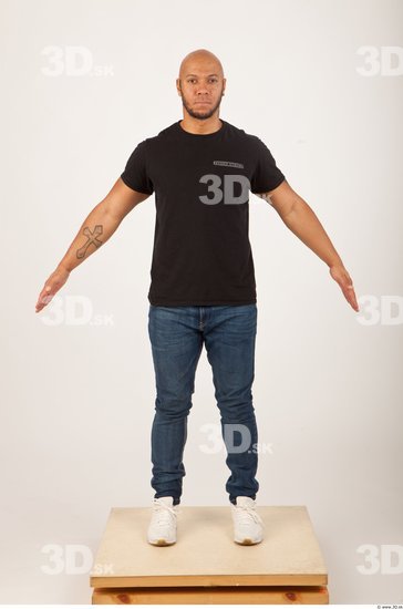 Whole Body Man Animation references Casual Shirt T shirt Bald Studio photo references