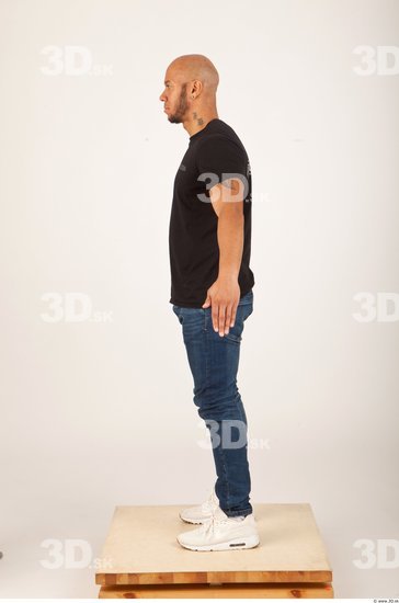 Whole Body Man Animation references Casual Shirt T shirt Bald Studio photo references