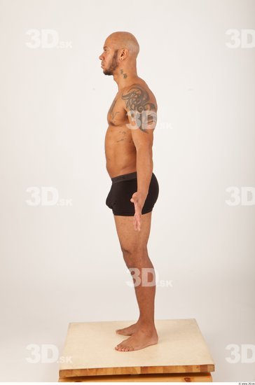 Whole Body Man Underwear Shorts Bald Studio photo references