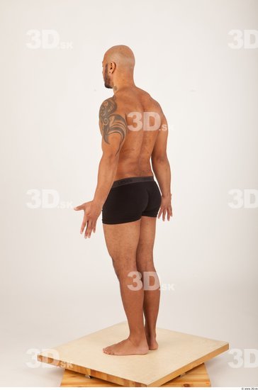 Whole Body Man Underwear Shorts Bald Studio photo references