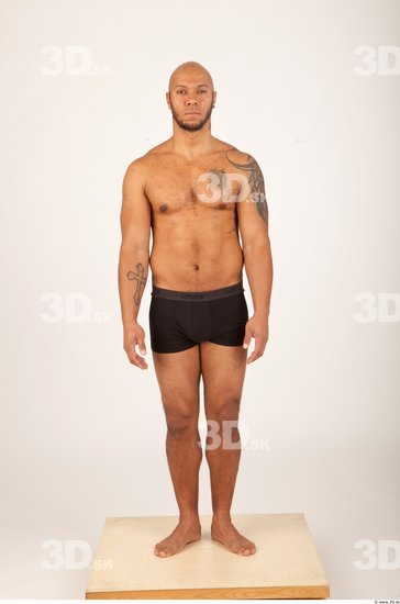 Whole Body Man Underwear Shorts Bald Studio photo references