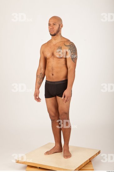 Whole Body Man Underwear Shorts Bald Studio photo references