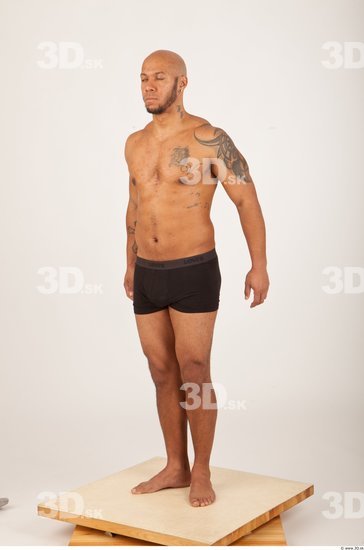 Whole Body Man Underwear Shorts Bald Studio photo references