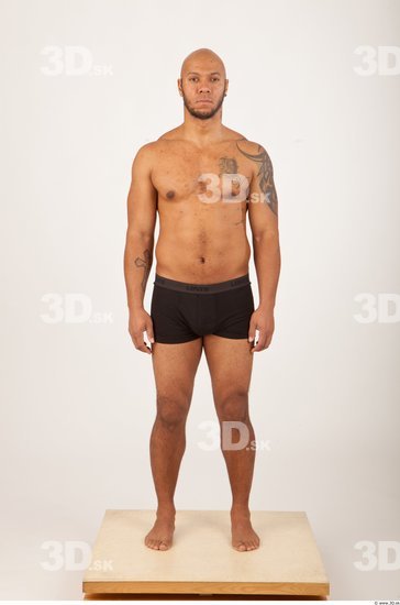 Whole Body Man Underwear Shorts Bald Studio photo references