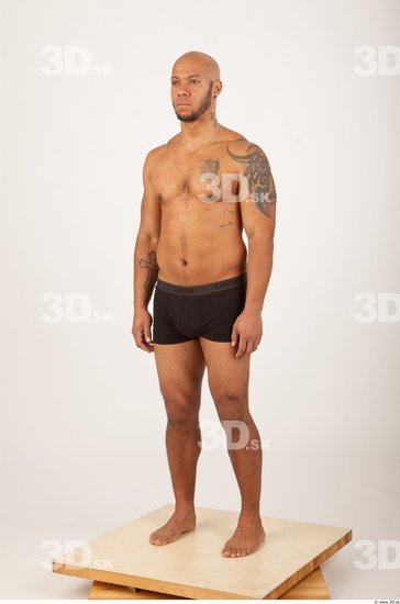 Whole Body Man Underwear Shorts Bald Studio photo references