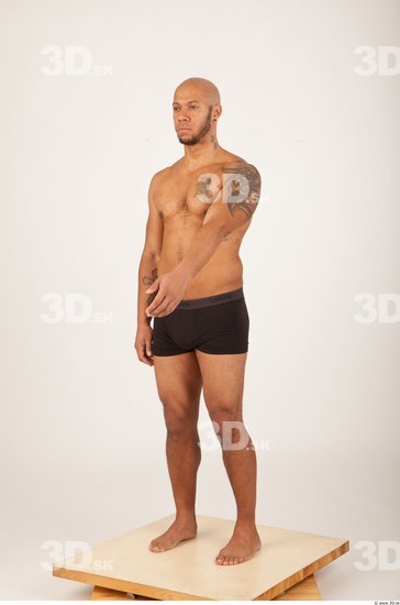 Whole Body Man Underwear Shorts Bald Studio photo references