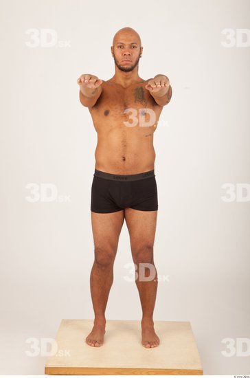 Whole Body Man Underwear Shorts Bald Studio photo references