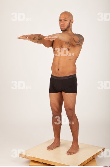 Whole Body Man Underwear Shorts Bald Studio photo references