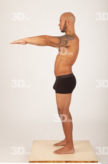 Whole Body Man Underwear Shorts Bald Studio photo references