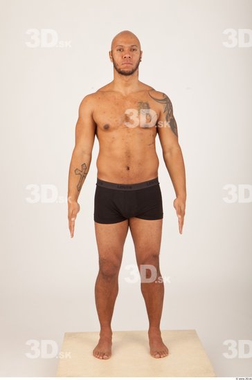 Whole Body Man Underwear Shorts Bald Studio photo references