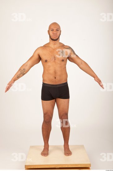 Whole Body Man Underwear Shorts Bald Studio photo references