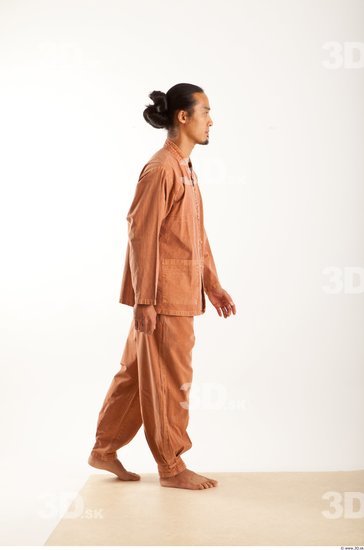 Man Asian Historical Shirt Trousers Average Walking Bearded Studio photo references